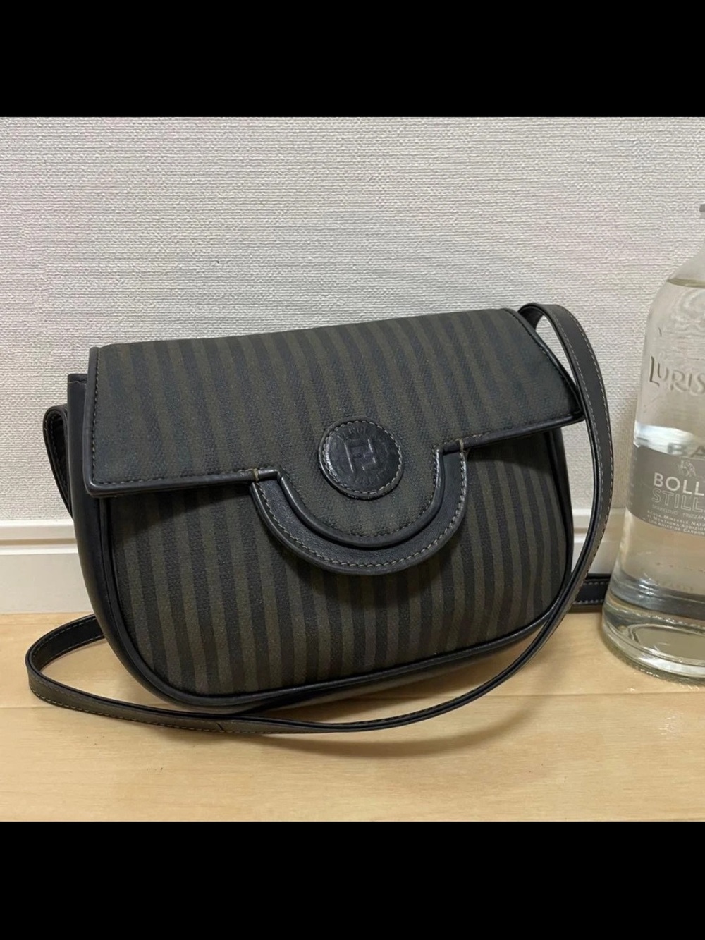 Fendi Black and Brown Striped Crossbody Bag